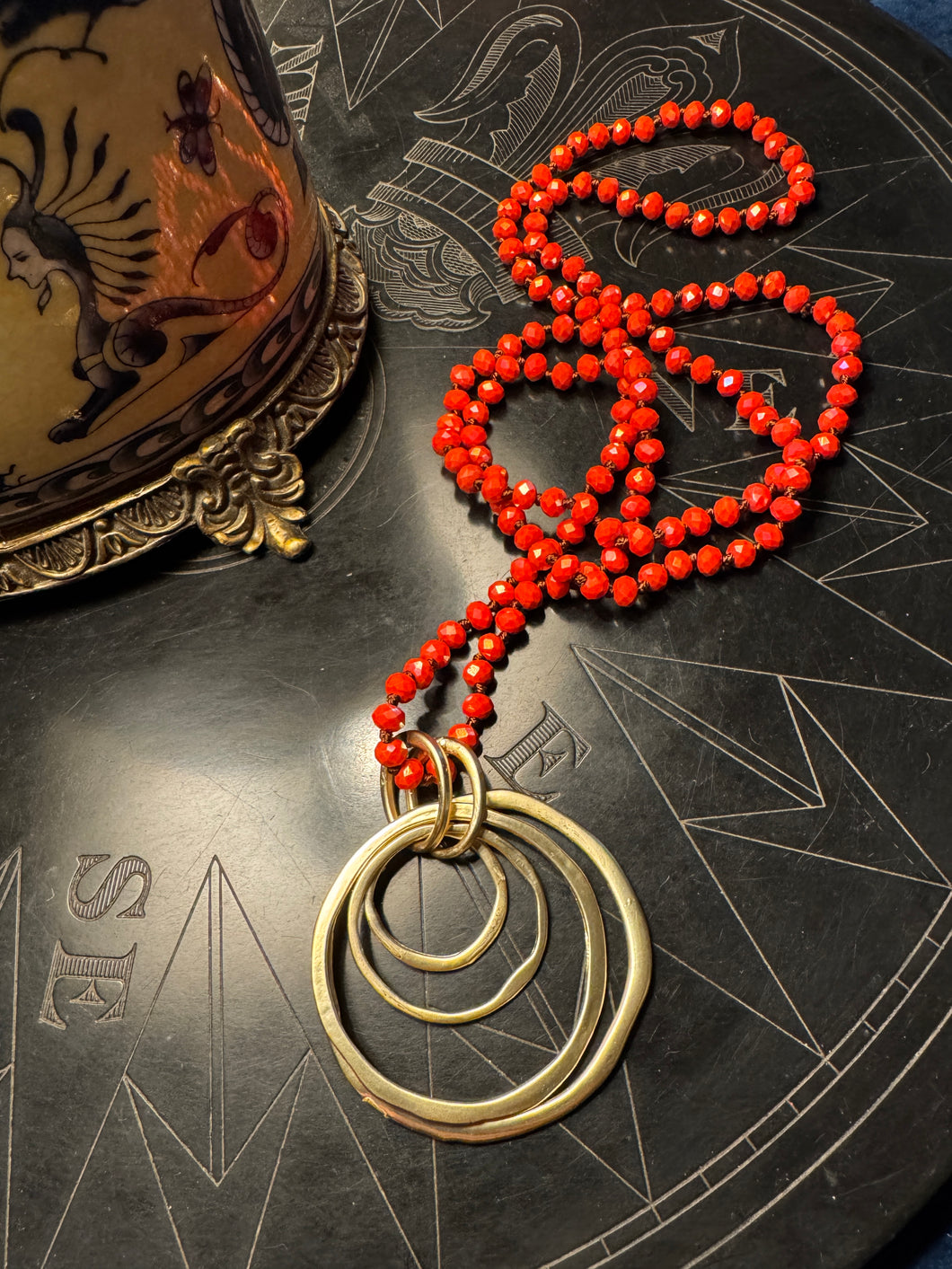Blood Orange Hand Knotted Silk Necklace