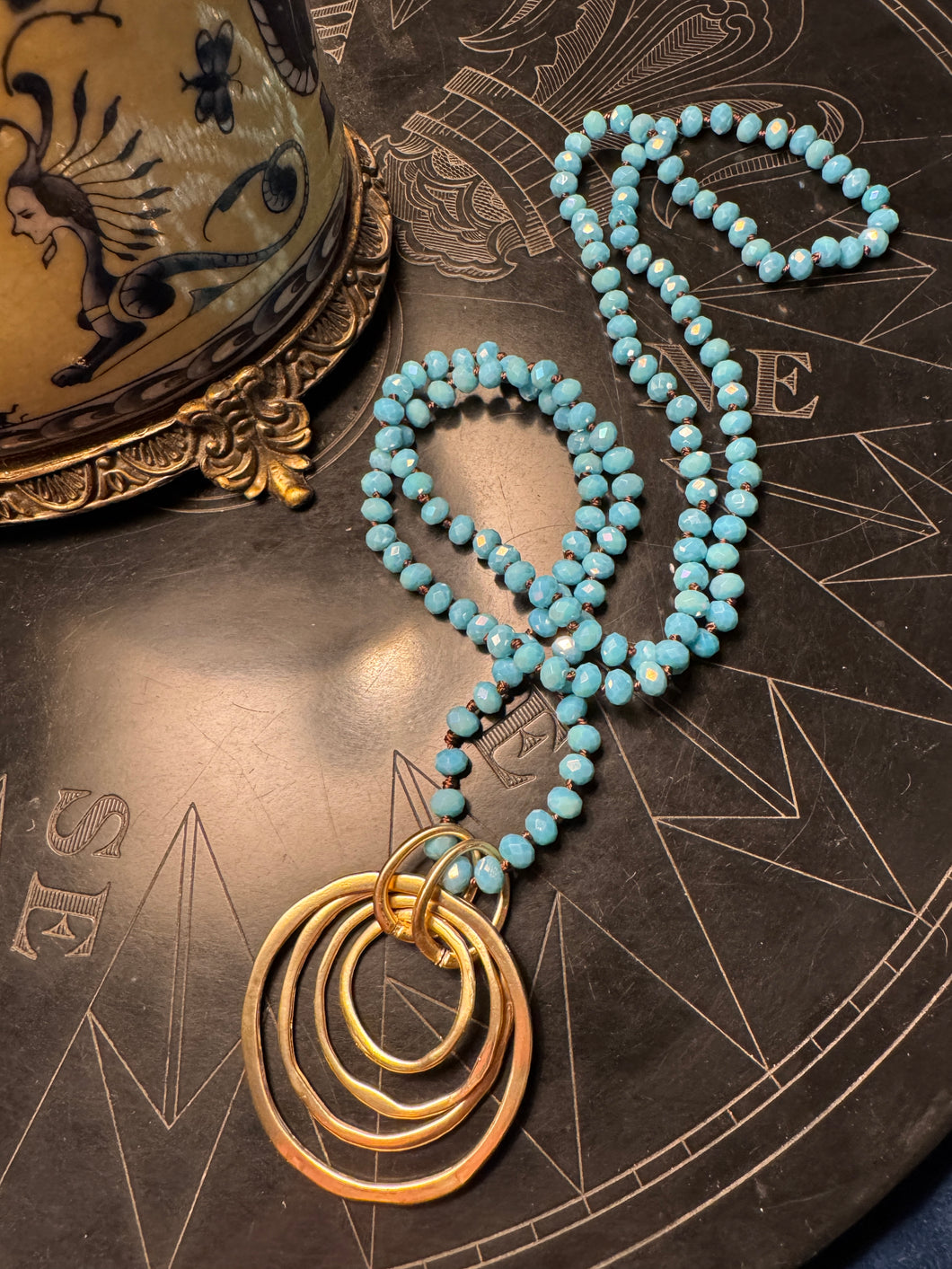 Baby Blue Hand Knotted Silk Necklace